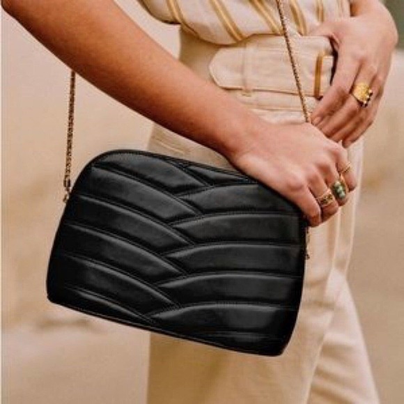 Sezane Bags Sezane Quilted Victor Bag Black Gold Chain Crossbody Leather Poshmark